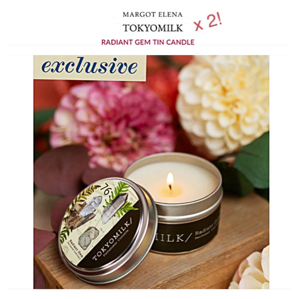 2 EXCLUSIVE TOKYOMILK TRAVEL CANDLES Luminaries No. 76 Radiant Gem MARGOT ELENA
